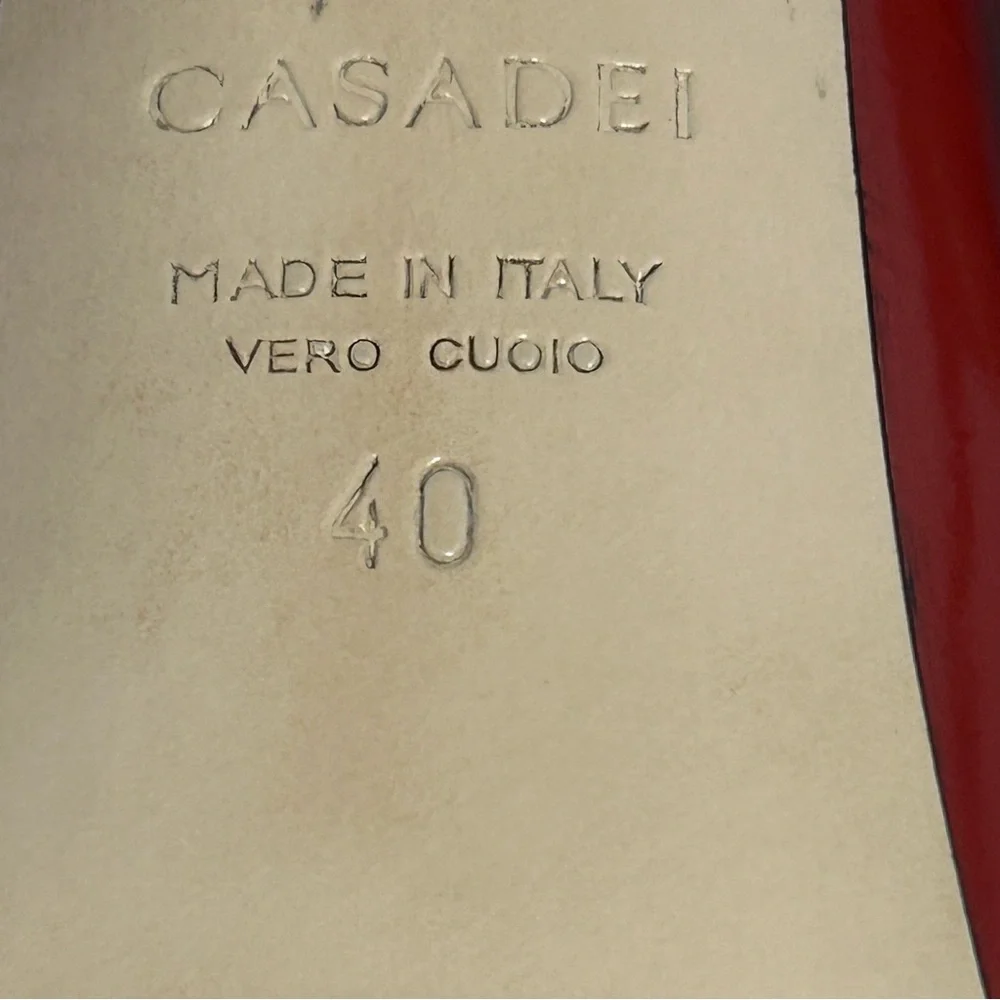 Casadei red patent leather high heel pumps with acrylic blade heel Sz 40 NWOB - Picture 8 of 9